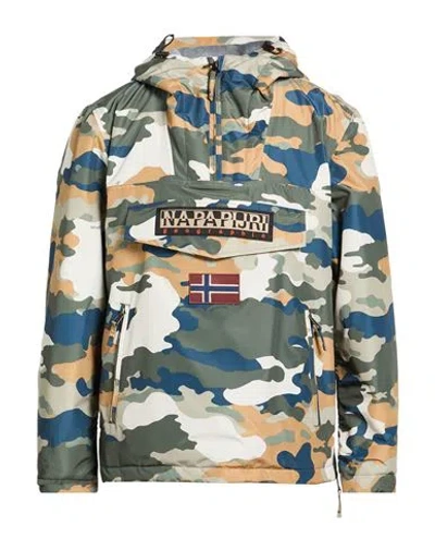 Napapijri Man Jacket Military Green Size L Polyester In Multi