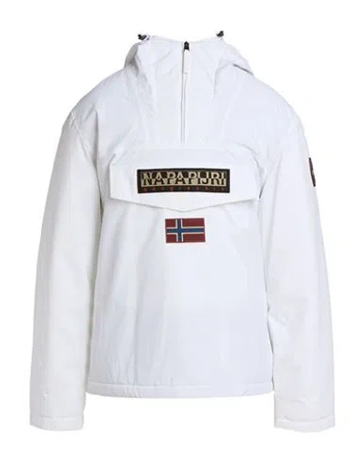 Napapijri Man Jacket White Size Xxl Polyamide In Multi