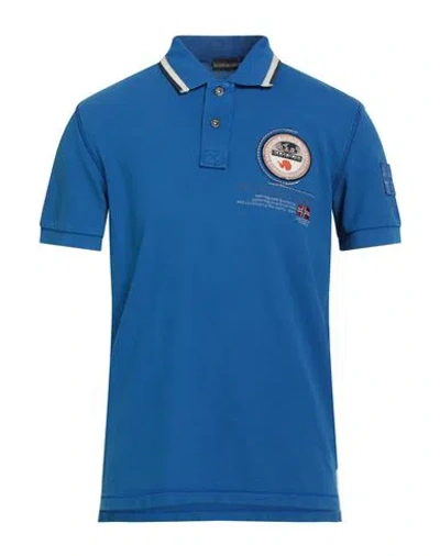 Napapijri Man Polo Shirt Blue Size L Cotton