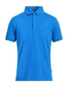 Napapijri Man Polo Shirt Blue Size M Cotton In Blue
