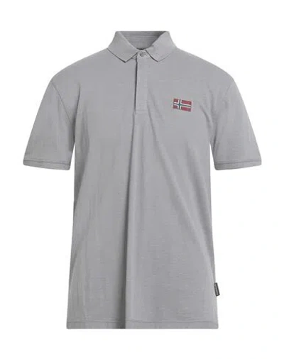 Napapijri Man Polo Shirt Grey Size L Cotton In Gray