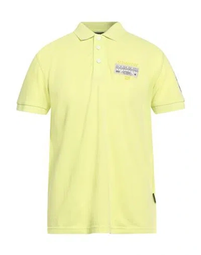 Napapijri Man Polo Shirt Lime Green Size M Cotton, Elastane