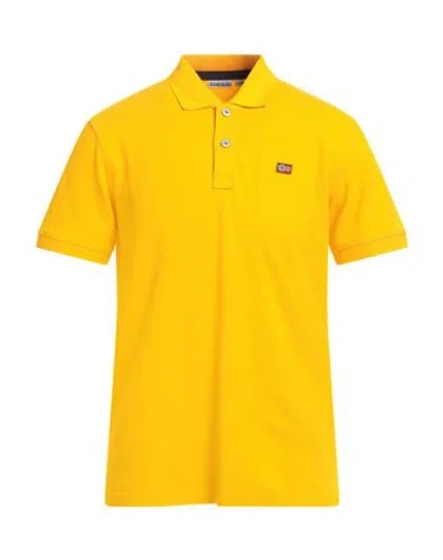 Napapijri Man Polo Shirt Mandarin Size L Cotton In Yellow