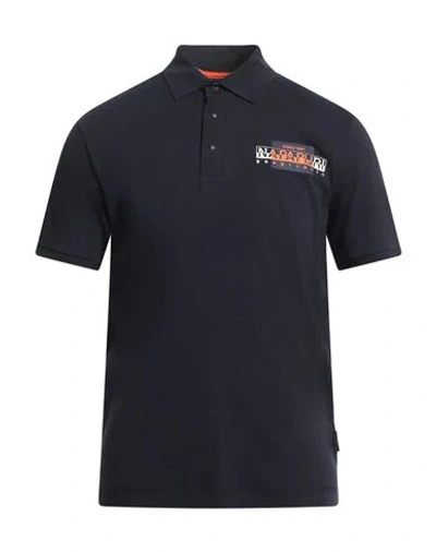 Napapijri Man Polo Shirt Midnight Blue Size M Cotton, Elastane