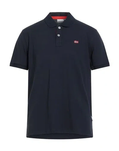 Napapijri Man Polo Shirt Navy Size L Cotton In Blue