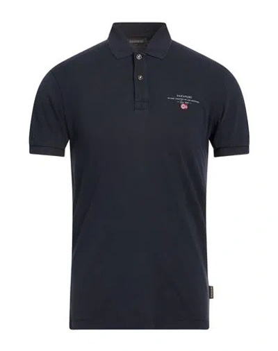 Napapijri Man Polo Shirt Navy Size S Cotton In Blue
