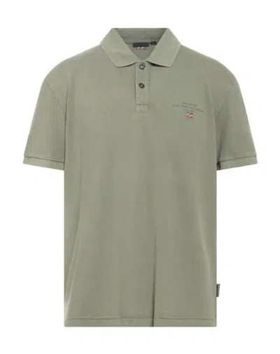 Napapijri Man Polo Shirt Sage Green Size S Cotton