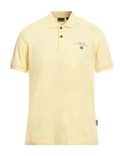 Napapijri Man Polo Shirt Yellow Size L Cotton In Yellow