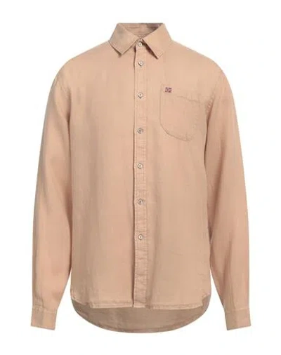 Napapijri Man Shirt Sand Size L Cotton In Beige