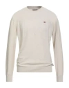 Napapijri Man Sweater Beige Size S Acrylic, Cotton, Linen In Gold