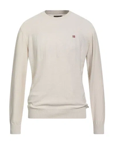 Napapijri Man Sweater Beige Size S Acrylic, Cotton, Linen In Gold