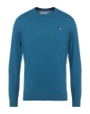 Napapijri Man Sweater Blue Size L Cotton In Blue