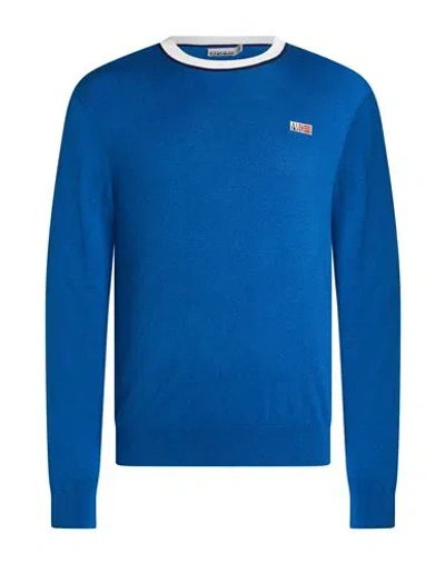 Napapijri Man Sweater Blue Size L Polyamide, Viscose, Wool