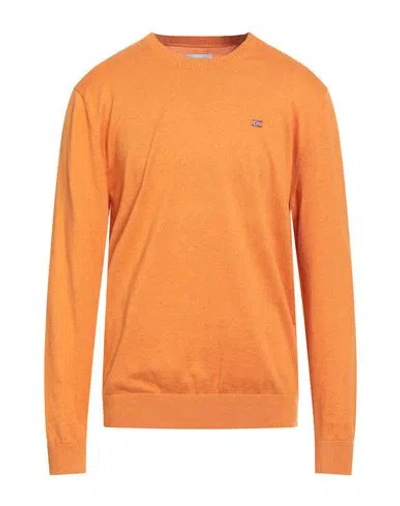 Napapijri Man Sweater Mandarin Size Xxl Cotton In Orange