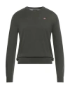Napapijri Man Sweater Military Green Size L Wool In Gray