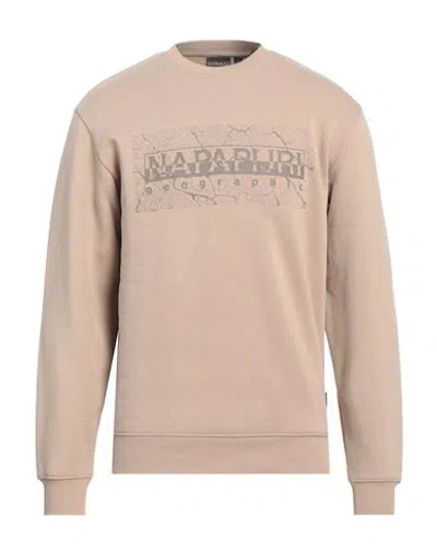 Napapijri Man Sweatshirt Beige Size S Cotton, Polyester, Elastane