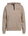 Napapijri Man Sweatshirt Beige Size S Cotton, Polyester, Elastane In Neutral