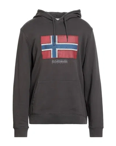 Napapijri Man Sweatshirt Dark Brown Size Xxl Cotton, Elastane In Multi