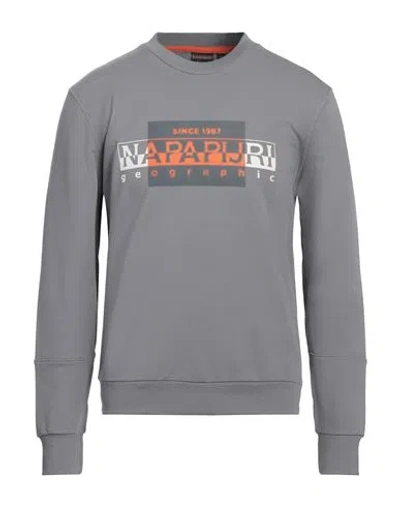Napapijri Man Sweatshirt Grey Size L Supima, Elastane