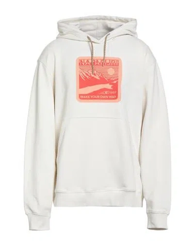 Napapijri Man Sweatshirt Ivory Size L Cotton, Elastane In White