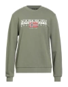 Napapijri Man Sweatshirt Military Green Size L Cotton In Green