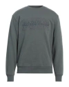 Napapijri Man Sweatshirt Military Green Size M Cotton, Polyester, Elastane In Gray