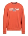 Napapijri Man Sweatshirt Orange Size Xxl Cotton