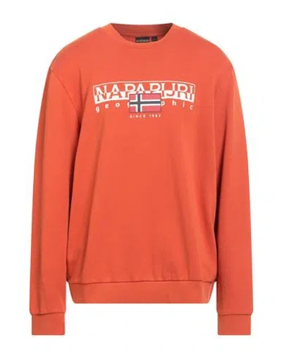 Napapijri Man Sweatshirt Orange Size Xxl Cotton