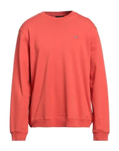 Napapijri Man Sweatshirt Orange Size Xxl Cotton, Polyester
