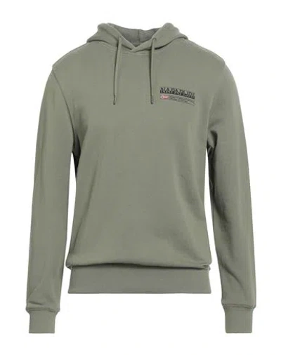 Napapijri Man Sweatshirt Sage Green Size M Cotton, Elastane