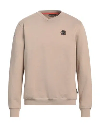 Napapijri Man Sweatshirt Sand Size M Cotton, Polyester In Beige