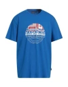 Napapijri Man T-shirt Blue Size L Cotton In Blue