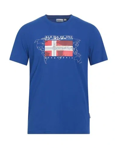 Napapijri Man T-shirt Blue Size L Cotton