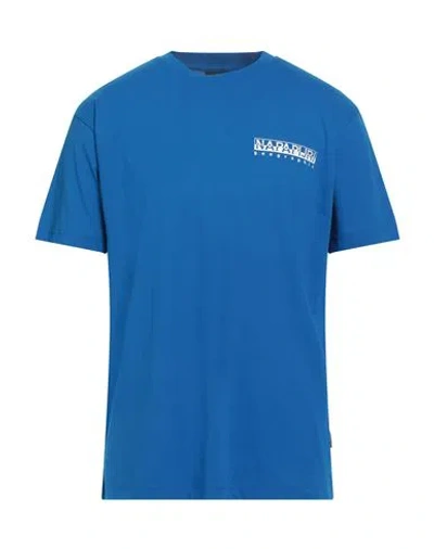 Napapijri Man T-shirt Bright Blue Size L Cotton