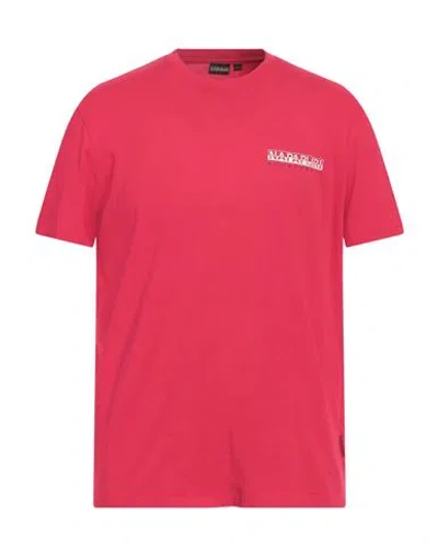 Napapijri Man T-shirt Fuchsia Size L Cotton In Pink
