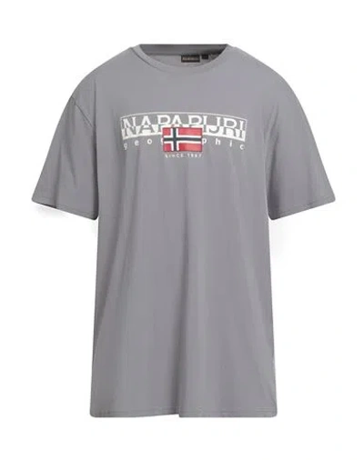 Napapijri Man T-shirt Grey Size L Cotton In Gray