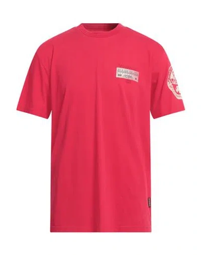 Napapijri Man T-shirt Magenta Size Xxl Cotton In Pink