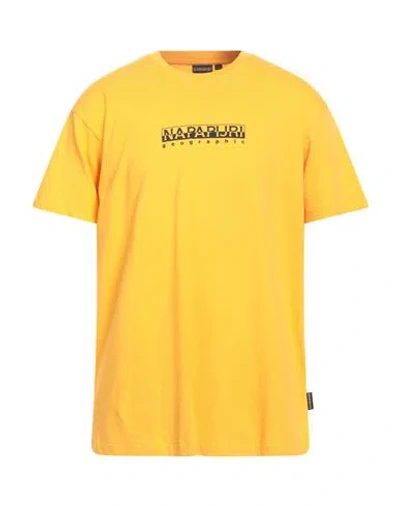 Napapijri Man T-shirt Mandarin Size L Cotton In Yellow