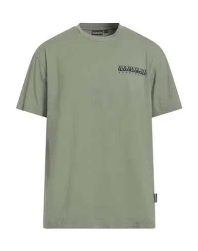 Napapijri Man T-shirt Military Green Size L Cotton