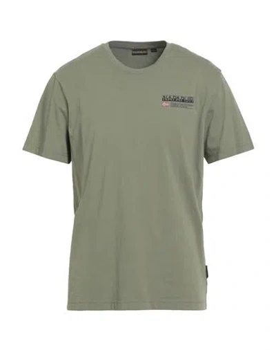NAPAPIJRI NAPAPIJRI MAN T-SHIRT MILITARY GREEN SIZE M COTTON, ELASTANE