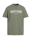 Napapijri Man T-shirt Military Green Size Xl Cotton In Green