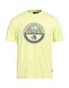 Napapijri Man T-shirt Lime Green Size L Cotton In Yellow