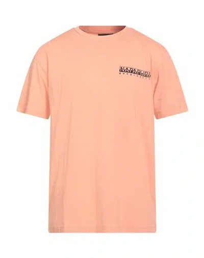 Napapijri Man T-shirt Salmon Pink Size L Cotton