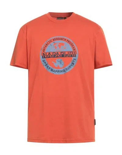 Napapijri Man T-shirt Tomato Red Size L Cotton