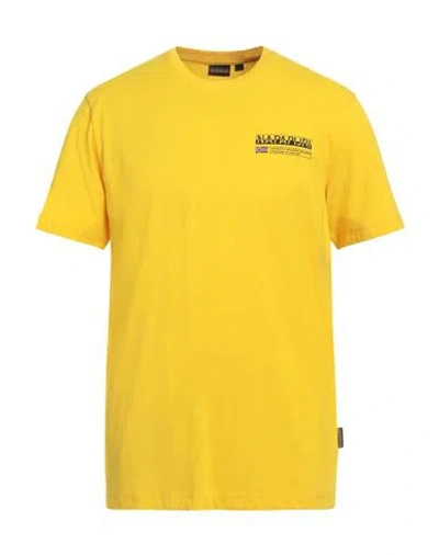 NAPAPIJRI NAPAPIJRI MAN T-SHIRT YELLOW SIZE XXL COTTON, ELASTANE