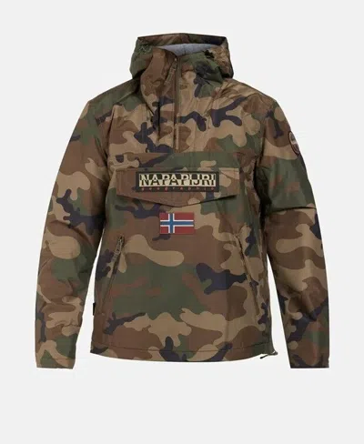 Pre-owned Napapijri Men's S-xxl, Camo Coat-antartica Warm Hooded Anorak Jacket In Multicolor