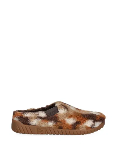 Napapijri Noreg Fleece-texture Camouflage-pattern Slippers In Blue