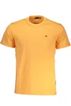 Napapijri Orange Cotton Tee With Signature Embroidery