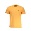 Napapijri Orange Cotton Tee With Signature Embroidery In Orange