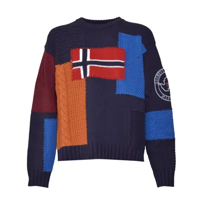 Napapijri Pullover Patchwork In Multicolored Wool